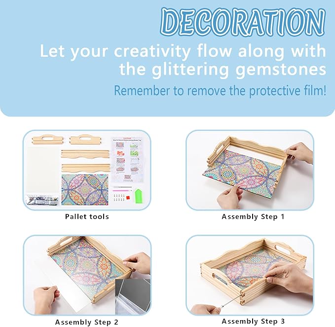 DOTSOPS DIY Diamond Painting Serving Tray with Handle for Adults 5D Diamond Art Kits for Beginners Full Drill Diamond Dots Gem Arts and Crafts Special Shape Living Room 12 x 16 Inches Dolphin