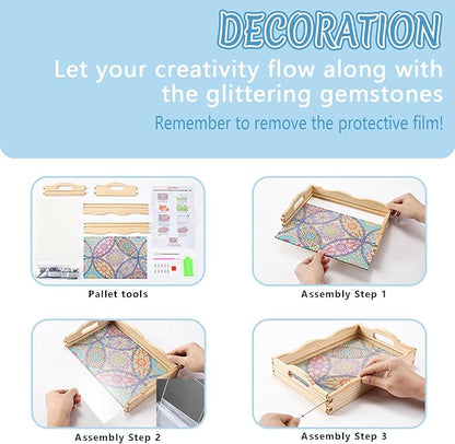 DOTSOPS DIY Diamond Painting Serving Tray with Handle for Adults 5D Diamond Art Kits for Beginners Full Drill Diamond Dots Gem Arts and Crafts Special Shape Living Room 12 x 16 Inches Dolphin