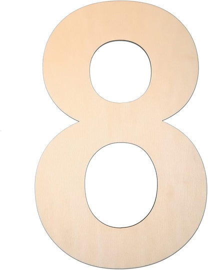 12 Inch Wooden Number 8, 1/4 Inch Thick Large Unfinished Wood Letter for DIY Crafts Home Wall Decor