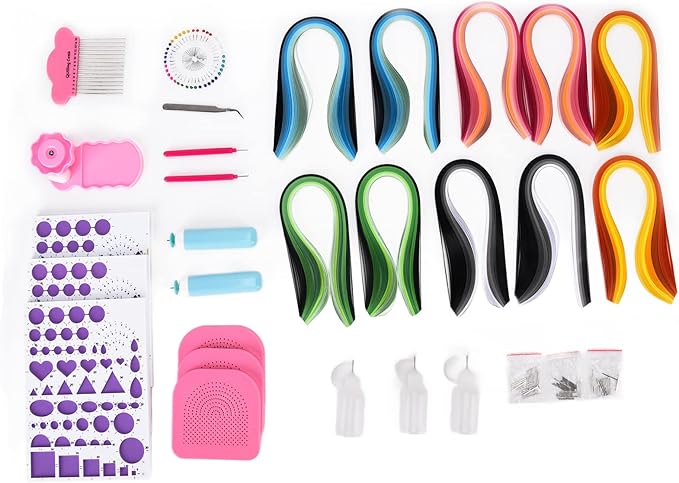 TengXiCLP Quilling Kits DIY, Paper Quilling Tool Kit with Electric Pen, Complete Craft Supplies Set for Beginners, Colorful Decorative Handicrafts with Storage Box, Glue Bottles and 1000 Pap