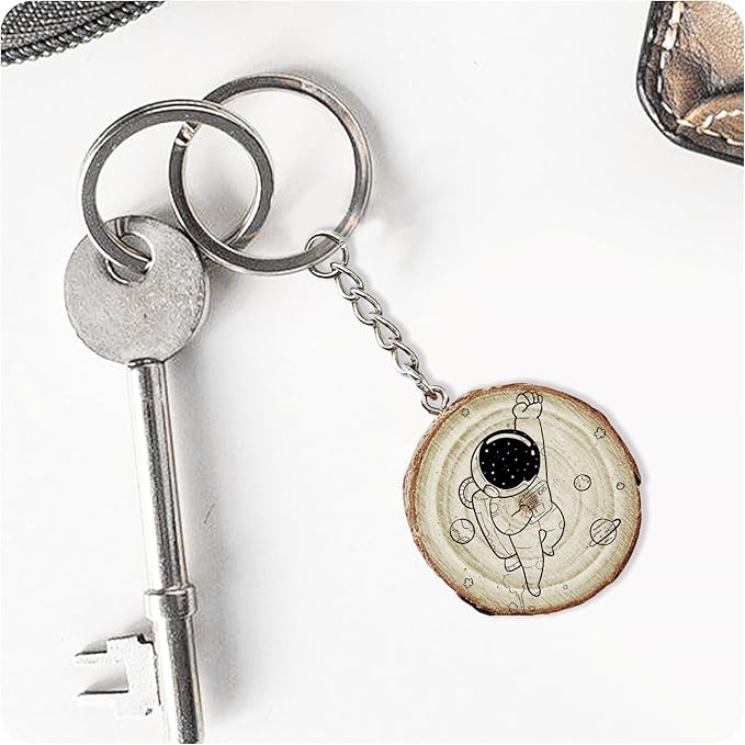 pson 20Pcs 3.5CM Wooden Round Keychain Blanks, Unfinished Smooth Wood Slices with Pre-Drilled Holes & Metal Key Rings for DIY Personalized Crafts, Ornaments & Decoration
