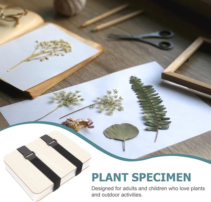 PHENOFICE Plant Specimen Press Kit Tool Set DIY Dried Bloom Petal Fruit Pressing Kit with Absorbent Boards and Reusable Wooden Plates for Botanical Art and Craft
