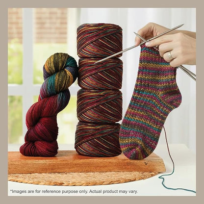 KnitPro Symfonie Hand Dyed Yarn | Extra Fine Merino Wool & Polyamide Blend for Knitting & Crocheting, Fingering Weight, Oeko-TEX Certified 400m, 100g Skein | Terra Variegated Harvest Vine
