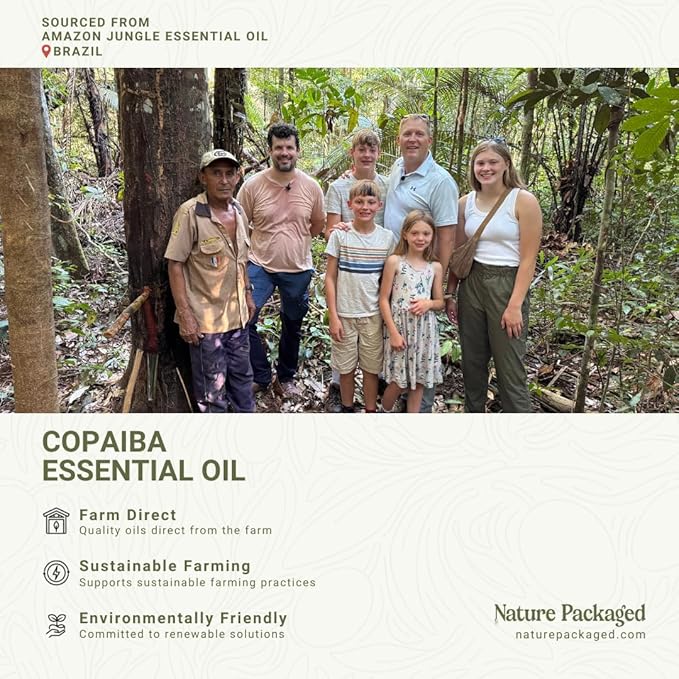 Nature Packaged Copaiba Essential Oil - Direct from Amazon Jungle Essential Oils Brazil - Steam Distilled - Aceite de Copaiba for Aromatherapy, Massage, Diffuser, DIY Candle and Soap Making - 15ml