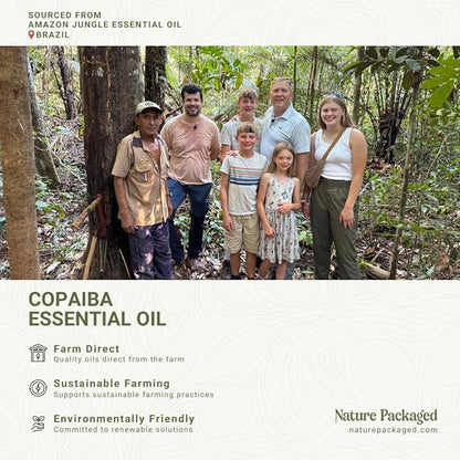 Nature Packaged Copaiba Essential Oil - Direct from Amazon Jungle Essential Oils Brazil - Steam Distilled - Aceite de Copaiba for Aromatherapy, Massage, Diffuser, DIY Candle and Soap Making - 15ml