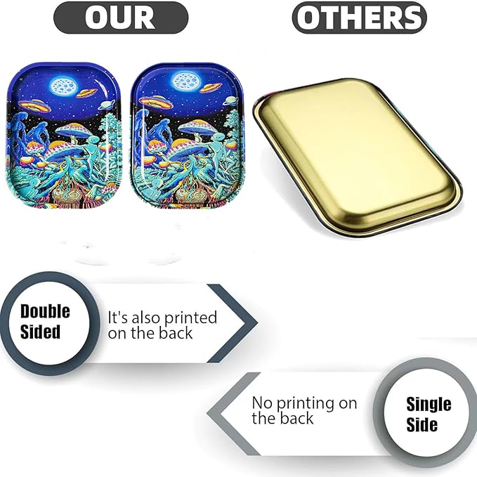 Small Metal Trays with PVC Soft Magnetic Lid Metal Tray with Lid Cover Small Cute Decorative Tray Ideal Storage for Home or on The Go, 7" x 5.5"