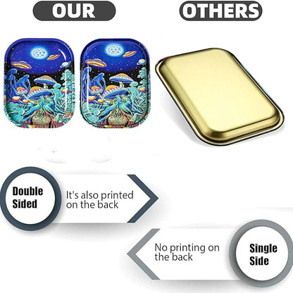 Small Metal Trays with PVC Soft Magnetic Lid Metal Tray with Lid Cover Small Cute Decorative Tray Ideal Storage for Home or on The Go, 7" x 5.5"