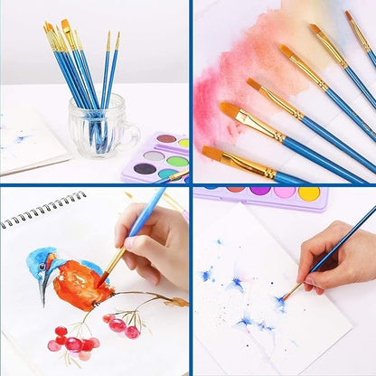 Acrylic Paint Brush Set, 4 Packs / 40 pcs Nylon Hair Brushes for All Purpose Oil Watercolor Painting Artist Professional Kits