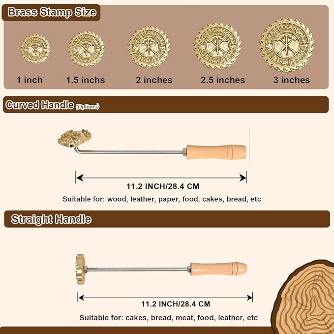 KAINSY Custom Branding Iron for Wood, Flame-Heated Wood Burning Monogram Stamp, Personalized Logo Stamps for Leather Food Plastic, DIY Woodworking, Durable Handmade Branding Tool Customized Gifts