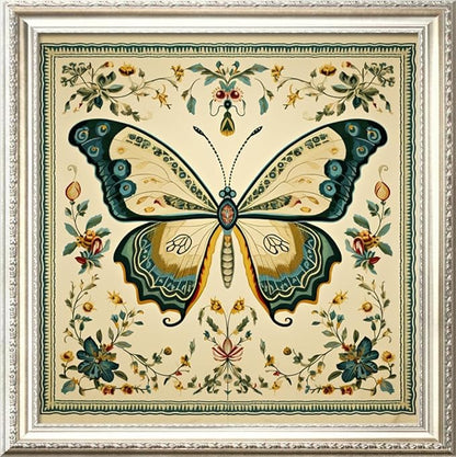 Leczany Cross Stitch Stamped Kit for Adults - Butterfly | DIY Embroidery Starter Patterns Craft Kit Needlepoint for Beginner | 11CT, 3 Strands | 17.2x17.2 inches