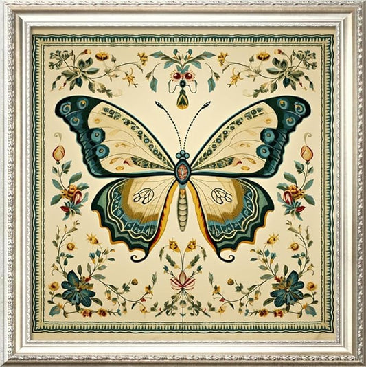 Leczany Cross Stitch Stamped Kit for Adults - Butterfly | DIY Embroidery Starter Patterns Craft Kit Needlepoint for Beginner | 11CT, 3 Strands | 17.2x17.2 inches