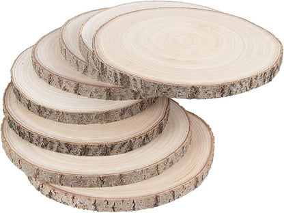 Maputune 8 Pcs 10-11 in Large Unfinished Wood Slices for Centerpieces, Natural Rustic Wooden Plate for DIY Craft, Round Wood Chips for Signage Painting Wedding Party Christmas Decor