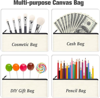 ZeeDix Canvas Pouch- Multi-purpose Cosmetic Bag with Zipper, DIY Craft Canvas Zipper Pouch Blank Makeup Bags Bulk Travel Toiletry Bag for Storage (8.3 x 5 inches)