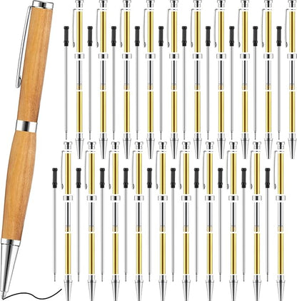 Colarr 20 Pcs 7mm Slimline Pen Kit with Refill Wood Turning Twist Pen Kit Lathe Turning Supplies for DIY Copper Making Friend Teacher Students Gifts(Silver)