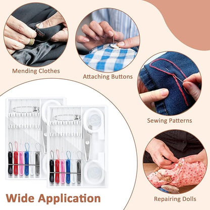Worldity 60 Boxes Mini Sewing Kit Bulk, Travel Sewing Kit with Pre Threaded Needles, Scissors, Button, Pin, Emergency Quick Fix Repair Sewing Set for Home, Hotel, Travel Necessities (Assorted Color)