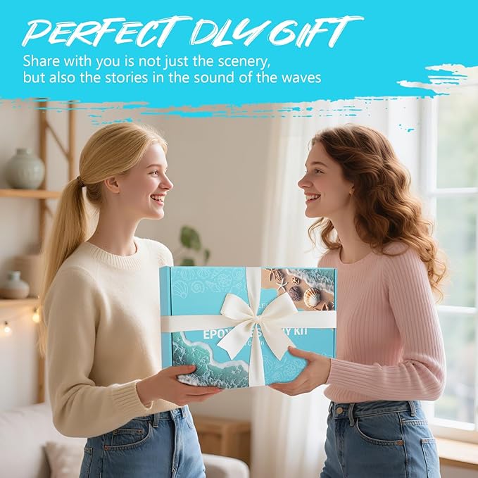 KISREL Ocean Resin Art Kit, Clear Epoxy Resin Kit with Frames, Beginner DIY Ocean Painting Full Set of Tools + Tutorials, Great Gift for Craft Lovers, Adult Stress Relief Creative Crafts