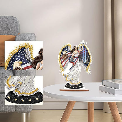 Tontut DIY Diamond Art Painting Kit Ornament, Flag Lady Liberty Handmade Three-Dimensional Ornaments, The Perfect Combination of Decoration and Art,Excellent Choice for Home Decoration Gifts