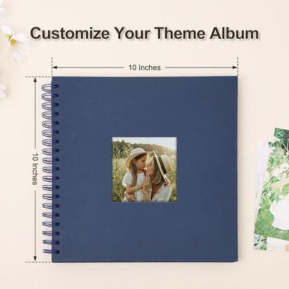 Scrapbook Album 10x10 Inches Photo Album Hardcover Kraft with Window Scrap Book Blank Memory Book for Baby Wedding Guest Book Couples Graduation Travel DIY Anniversary, 40 Pages Blue