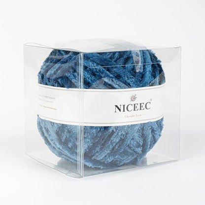 NICEEC 300g Soft Chenille Yarn Blanket Velvet Yarn for Knitting, Crochet, Weaving DIY Craft Total Length 150m (164yds)_Navy Blue
