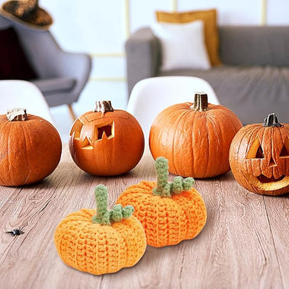 BEUNITONE Crochet Kit for Beginners 6 Set Pumpkins Crochet Kits for Adults Starter with Step-by-Step Instructions Cute Pumpkin Crochet Kit Adults DIY Craft Gift Set for Halloween Christmas Gifts