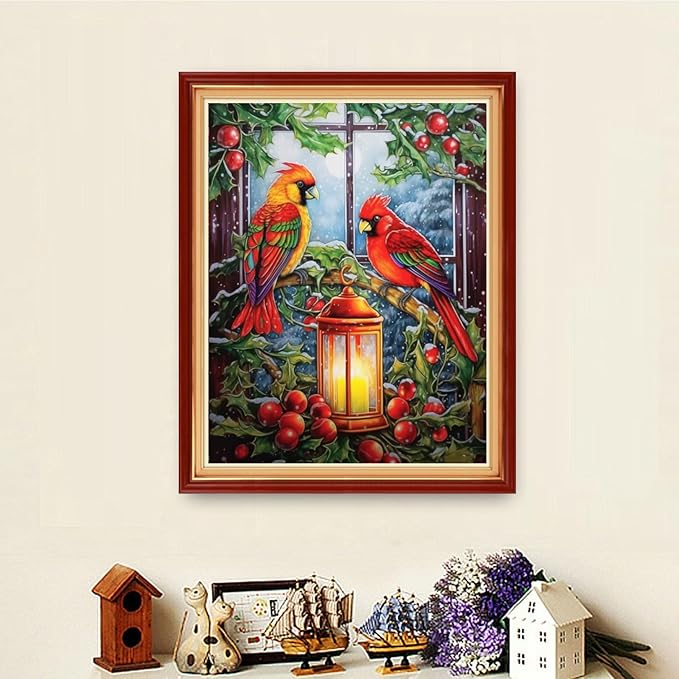 Dooxvey Cross Stitch Kits for Adults Stamped Full Range of Embroidery Starter Kits for Beginners 11CT Printed Cross Stitch Patterns Needlepoint Kits Stamped Crossstitching-Bird Night Light 16x20 inch