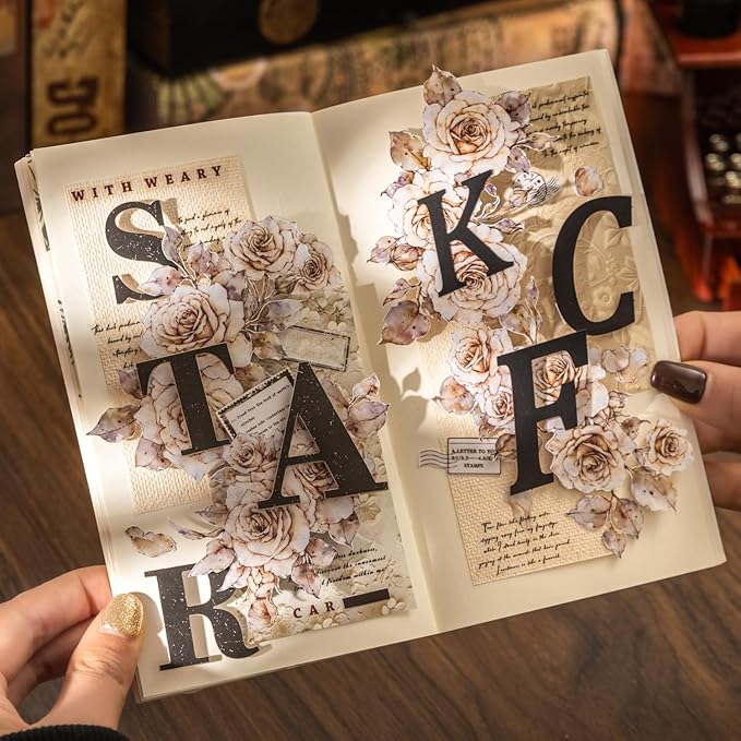 AuriicLeaf Alphabet Cardstock Sticker Set, 156Pcs Bold Letter Stickers for Scrapbooking, Journaling, Junk Journal Supplies, and DIY Crafts