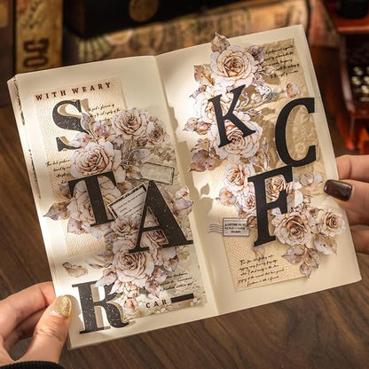 AuriicLeaf Alphabet Cardstock Sticker Set, 156Pcs Bold Letter Stickers for Scrapbooking, Journaling, Junk Journal Supplies, and DIY Crafts