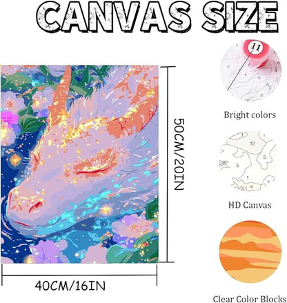 Mosaflare Paint by Numbers for Adults Beginner, Cute Dragon Adult Paint by Number Kits on Canvas, DIY Acrylic Oil Easy Painting by Numbers for Home Wall Decor 16X20 inch (Without Frame)