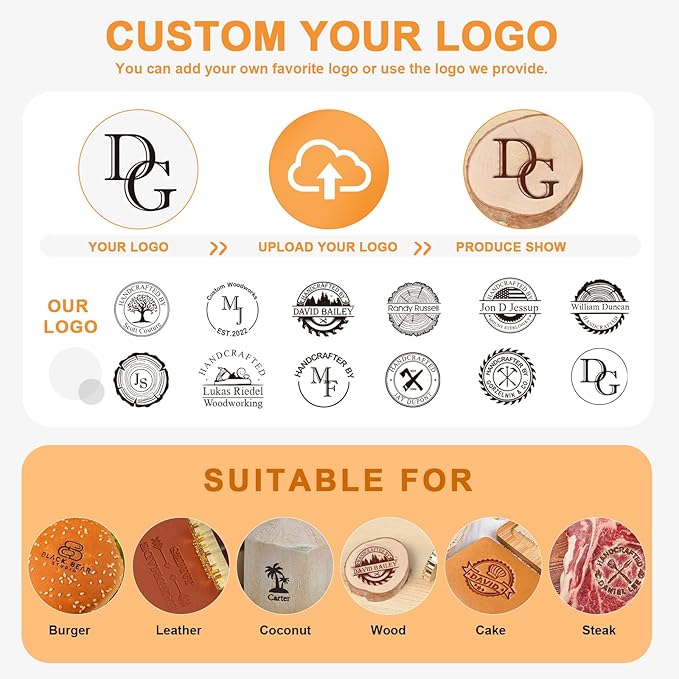 Duckbe Custom Electric Branding Iron for Wood, Durable Wood Branding Iron Personalized Logo Stamp for Your Crafts, Wood Burning Letter Stamp for Leather Food Paper Plastic, Wedding Gifts(2.5 Inches)