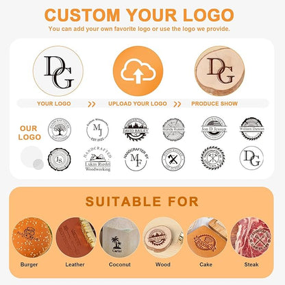 Duckbe Custom Electric Branding Iron for Wood, Durable Wood Branding Iron Personalized Logo Stamp for Your Crafts, Wood Burning Letter Stamp for Leather Food Paper Plastic, Wedding Gifts(2.5 Inches)