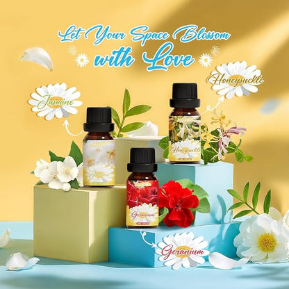 SALKING Essential Oils Gift Set, 100% Pure Fragrance Oil Aromatherapy Essential Oils Set,Premium Scented Oils for Oil Diffusers 6 x 10 ML - Jasmine, Neroli, Honeysuckle, Peony, Geranium, Freesia