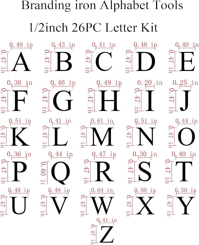 Arokimi 1/2" Wood Burning Letter Kit, 26 Pcs Alphabet Branding Iron Stamps for Wood Leather Hats BBQ Bread, With an 80W Electric Branding Iron