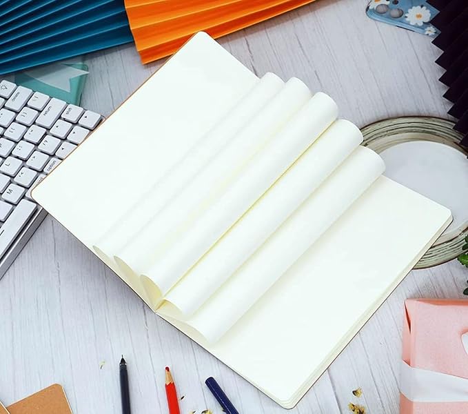 FAWTEEM 12 Pack A5 Blank Notebook Bulk Kraft Cover Travel Journals Composition Diary Subject Notebooks Planner 60 Pages, 8.3”x 5.5”