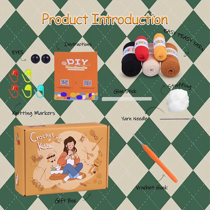 Crochet Kit for Beginners Adults -Animals Start Crotcheting - Perfect Amigurumi Knitting for Adult with Stitch by Stitch Video Tutorials,Holiday Christmas Gift.