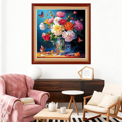 Joyhoor Stamped Cross Stitch Kits for Beginners Needlepoint Kits for Adults Embroidery Kits 11CT Counted Cross Stitch Kits Printed Embroidery Pattern- Colorful Flowers Butterflies 18x18 inch