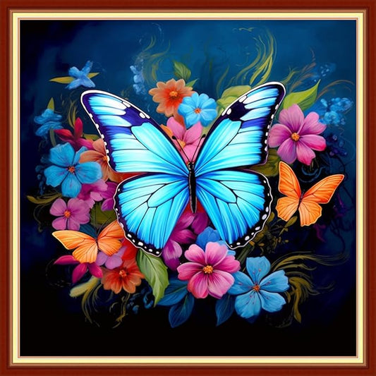 Foxdiviy Stamped Cross Stitch Kits Full Range of Embroidery Needlework Starter Kits for Beginners Adults 11CT Embroidery Patterns Art Crafts DIY Needlepoint Kits-Butterfly Flowers 18x18 inch