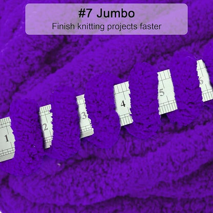 ERLYEEN Chenille Chunky Yarn Super Bulky Soft Thick Fluffy Jumbo Giant Washable Polyester Big Yarn DIY for Arm Knit Blanket Cushion Bed Sofa Home Decor,Purple,0.55LB