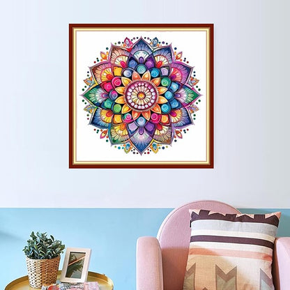 Redxing Stamped Cross Stitch Kits Embroidery kit for Beginners Adults Full Range of Embroidery Patterns Starter Kits DIY Printed Cross Stitch Kits Needlepoint Kits 11CT-Magic Mandala 18x18 inch