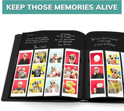 PBF (5 Pack) Photo Booth Album, Guest Book with 2x6 Clear Picture Inserts, Black Cover with Plastic Sleeves & Black Pages, Scrapbook Album for Photo Strips, Memory Book, Wedding, and Baby Showers