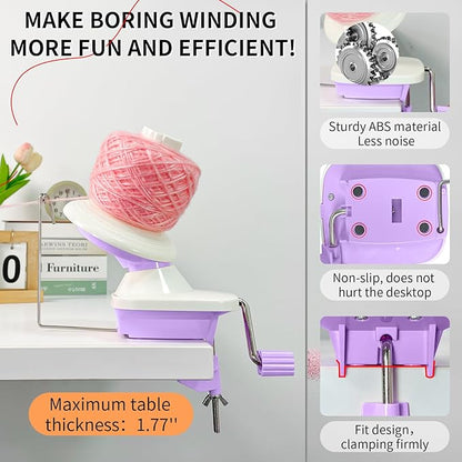 SPEENSUN Yarn Winder, 3.5 OZ Easy-to-Install and Efficiently Yarn Spinner with Lower Noise, Robust ABS Material Ball Winder for Crochet and Knitting Lover for Yarns Below Size 5