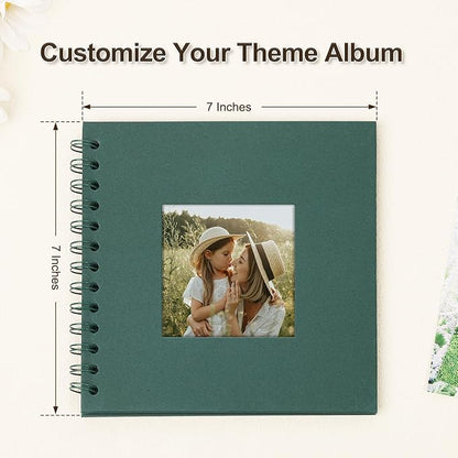 Scrapbook Album 7x7 Inches Photo Album Hardcover Kraft with Window Scrap Book Blank Memory Book for Baby Wedding Guest Book Couples Graduation Travel DIY Anniversary, 40 Pages Green