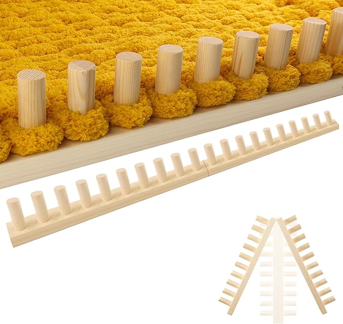 Chunky Blanket Loom Knitting Looms and Boards, Adjustable Size Wooden Loom for Blanket, No Needles Required Hand Knitting Kit for DIY Yarn Craft, Home Decor, Stress Relief, Beginner Friendly (31 in)