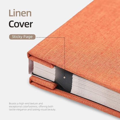 Vienrose Large Photo Album Self Adhesive for 4x6 8x10 10x12 Pictures Scrapbook Album DIY Scrap Book 40 Sticky Pages with A Metallic Pen 13"x12.6"40 Pages Orange