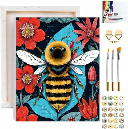 Sceorixa Bee Paint By Numbers Kit for Adults - DIY Bumblebee and Flowers Painting On Canvas, Acrylic Paint Set, Suitable for Beginners, Gift for Women Art for Home Decoration Or Gifts(16X20IN Framed) by Unknown