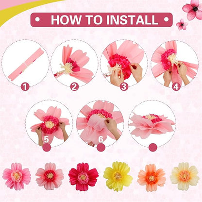 Crowye 24 Pcs Large Colorful Tissue Paper Flowers Decorations 20" Giant Fiesta Craft Crepe Paper Flowers for Wall Decor Backdrop Mexican Wedding Birthday Carnival Party (Fresh Color)