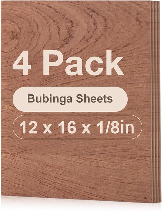 ROBOTIME 4-Pack Bubinga Plywood - 12 x 16 x 1/8 Inch Laser Engraving Blanks - Unfinished Wood for Crafts