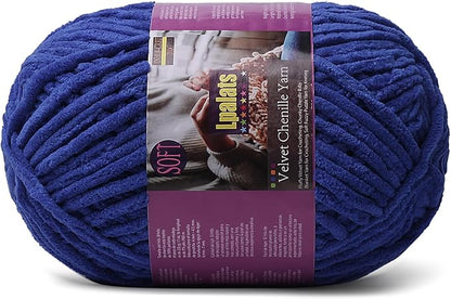 Chunky Chenille Yarn for Crocheting - 200g/7oz Baby Blanket Yarn for Crocheting Soft - 175 Yards Fluffy Thick Plush Yarns for Knitting Blankets Amigurumi (1, Dark Blue)