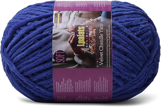 Chunky Chenille Yarn for Crocheting - 200g/7oz Baby Blanket Yarn for Crocheting Soft - 175 Yards Fluffy Thick Plush Yarns for Knitting Blankets Amigurumi (1, Dark Blue)