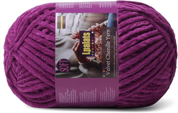 Chunky Chenille Yarn for Crocheting - 200g/7oz Baby Blanket Yarn for Crocheting Soft - 175 Yards Fluffy Thick Plush Yarns for Knitting Blankets Amigurumi (1, Violet)