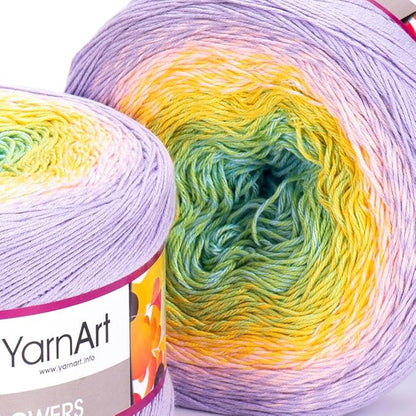 2 Skein/Pack Yarnart Flowers Gradient Yarn, Each Ball 8.8 Oz (250gr) / 1094 Yards (1000m), 55% Cotton 45% Acrylic, Superfine Fingering Weight for Knitting and Crochet, 285 - Lavender Green